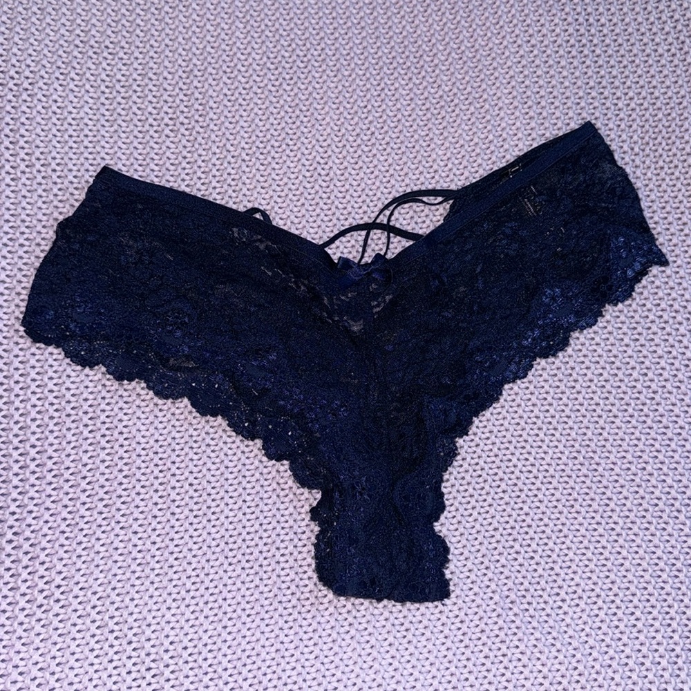 Dark blue lace cheeky Victoria’s Secret pantie